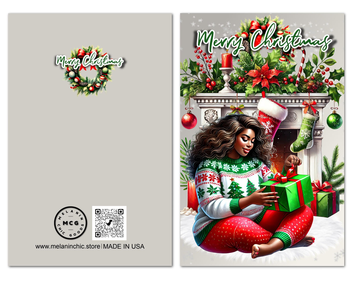 Black Woman Christmas Card: Melanin Holiday Greeting Card