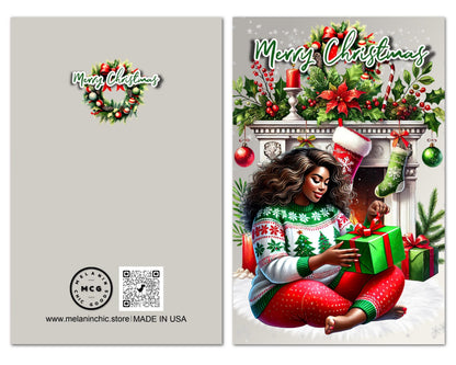 Black Woman Christmas Card: Melanin Holiday Greeting Card