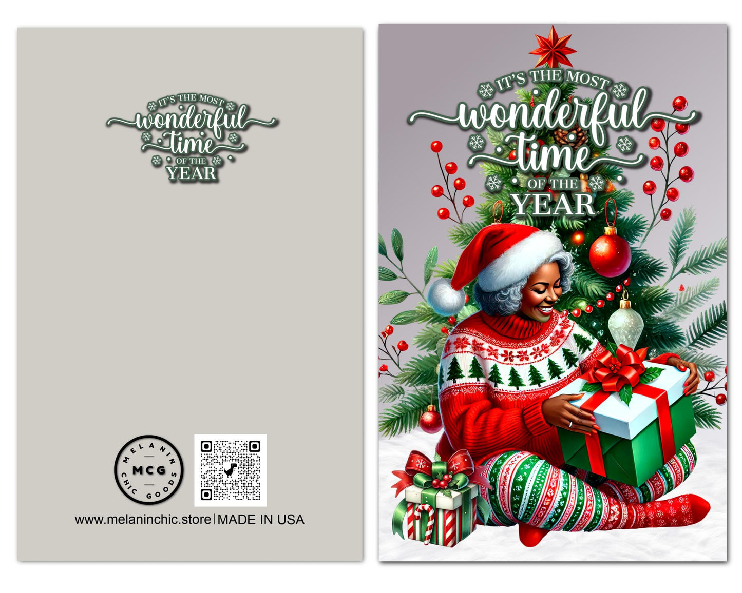 Black Woman Christmas Card: Melanin Holiday Greeting Card