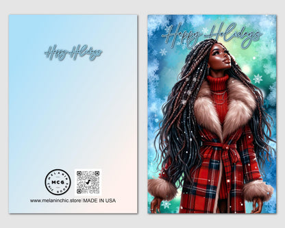 Black Woman Christmas Card: Melanin Holiday Greeting Card