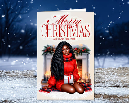 Black Woman Christmas Card: Melanin Holiday Greeting Card