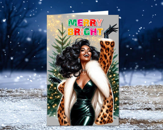 Black Woman Christmas Card: Melanin Holiday Greeting Card