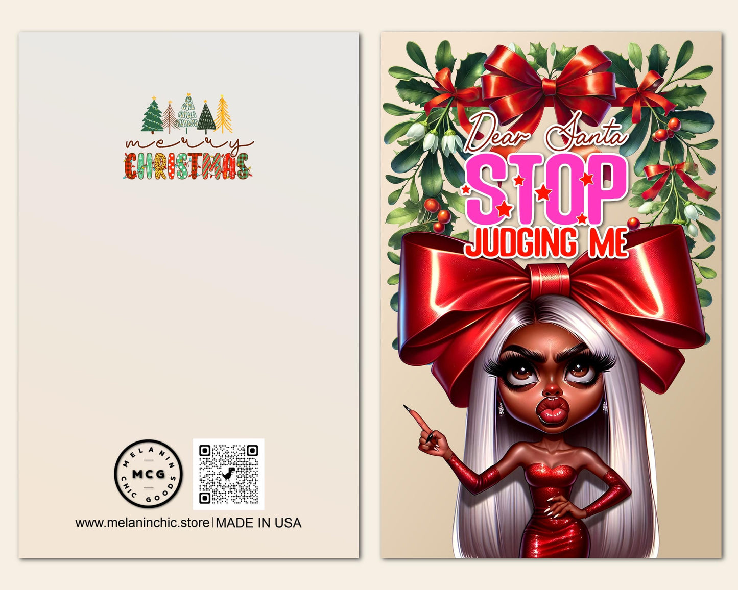 Funny Black Girl Christmas Cards: African American Holiday Greeting Cards (6 Count)