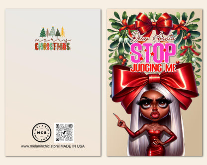 Funny Black Girl Christmas Cards: African American Holiday Greeting Cards (6 Count)