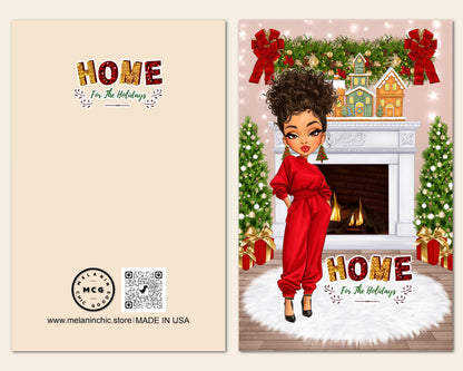 Black Woman Christmas Card: Melanin Holiday Greeting Card