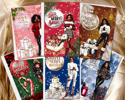 Black Christmas Cards: African American Holiday Greeting Cards (6 Count)