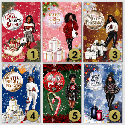 Black Christmas Cards: African American Holiday Greeting Cards (6 Count)