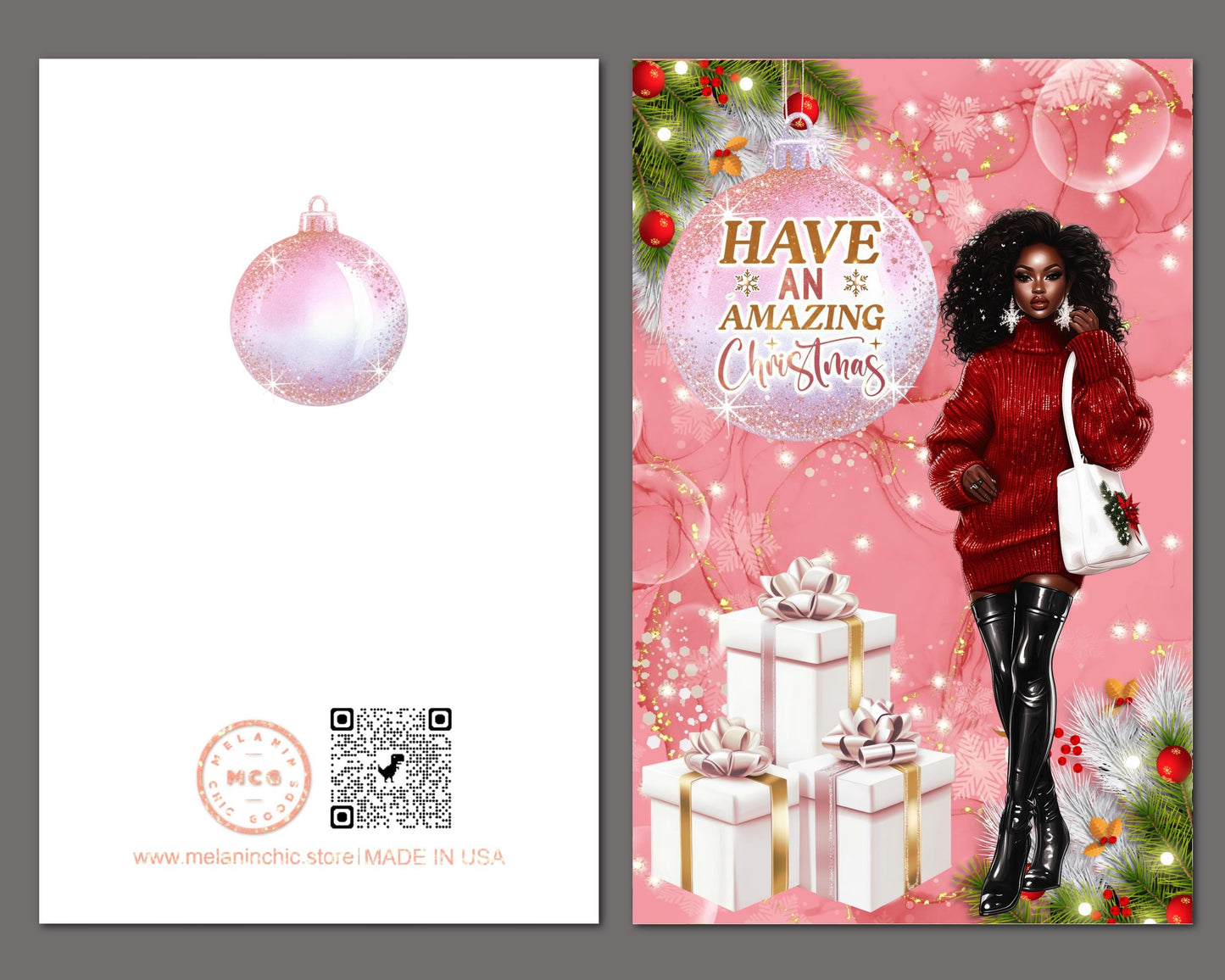 Black Christmas Cards: African American Holiday Greeting Cards (6 Count)