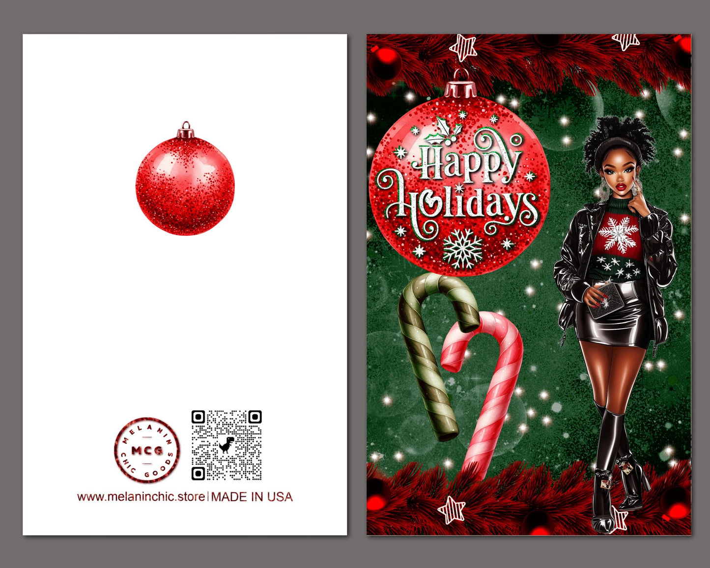 Black Christmas Cards: African American Holiday Greeting Cards (6 Count)