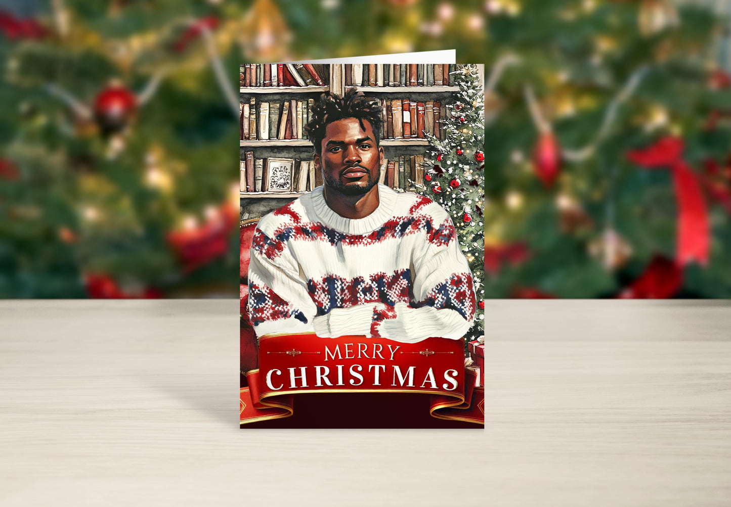 Melanin Christmas Greeting Card: Black Man Holiday Card