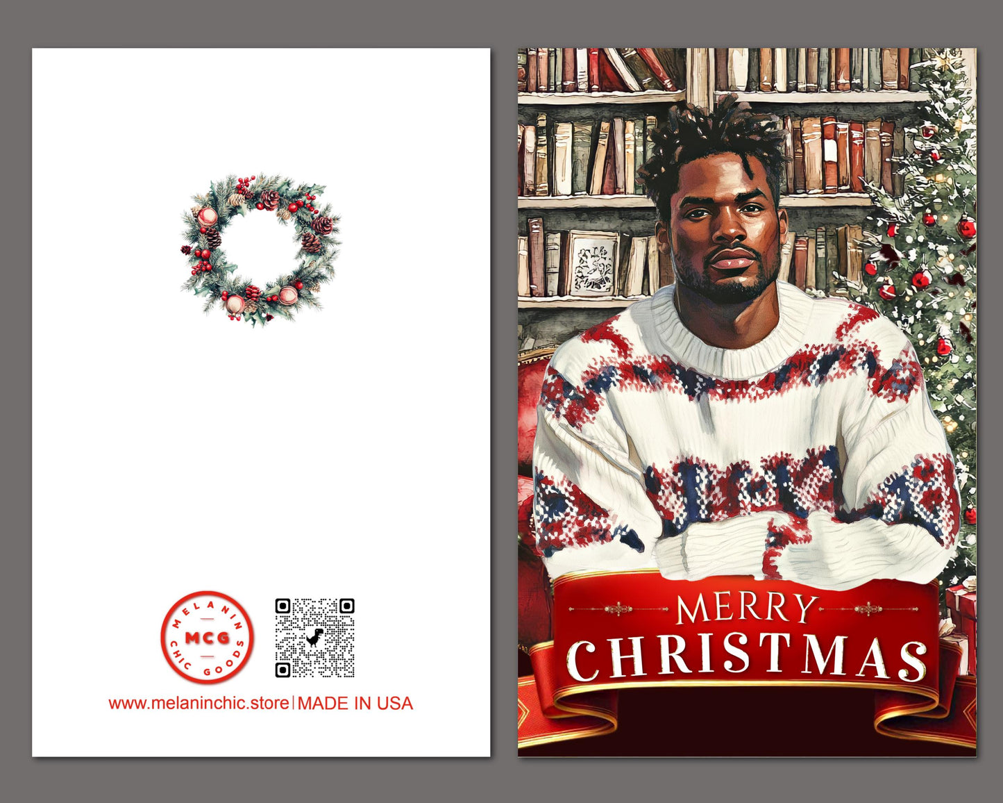 Melanin Christmas Greeting Card: Black Man Holiday Card