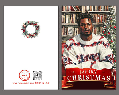 Melanin Christmas Greeting Card: Black Man Holiday Card
