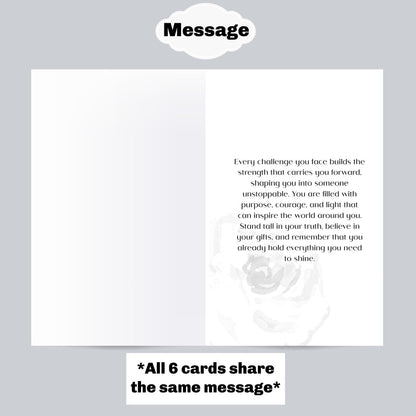 Black Women Inspirational Greeting Cards - Melanin Empowering Cards - 6 Count