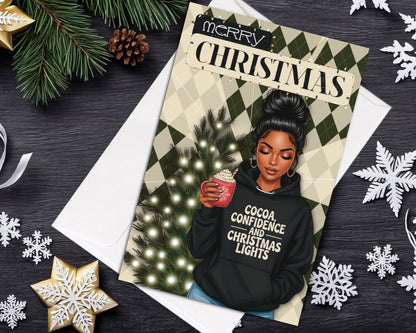 Melanin Christmas Greeting Card: African American Holiday Card