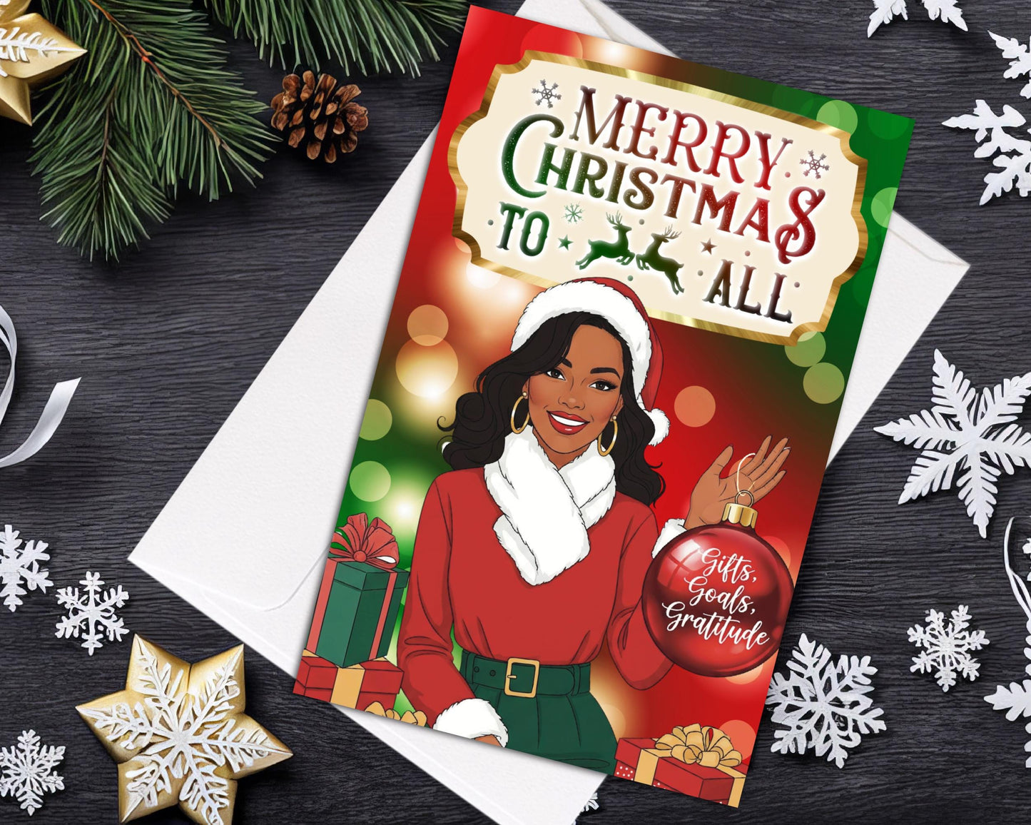 Melanin Christmas Greeting Card: African American Holiday Card