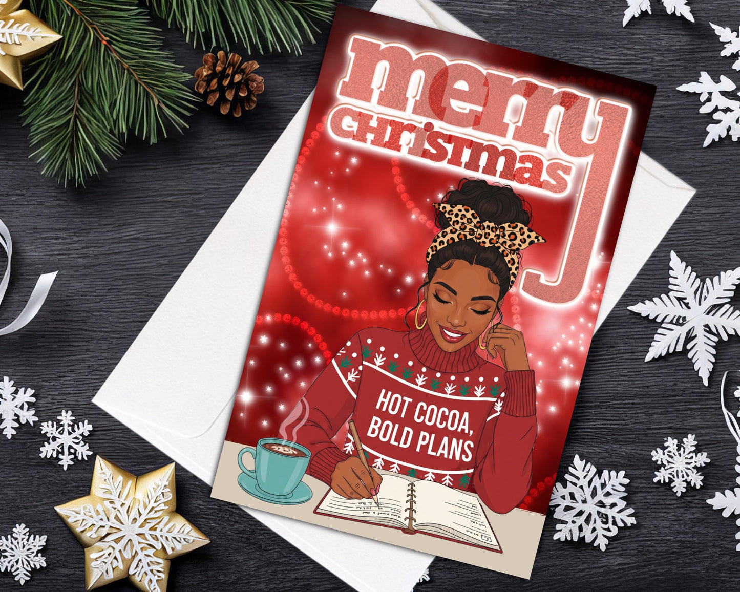 Melanin Christmas Greeting Card: African American Holiday Card