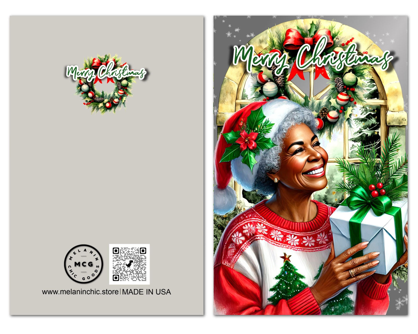 Black Woman Christmas Card: Melanin Holiday Greeting Card