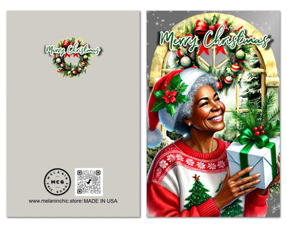 Black Woman Christmas Card: Melanin Holiday Greeting Card