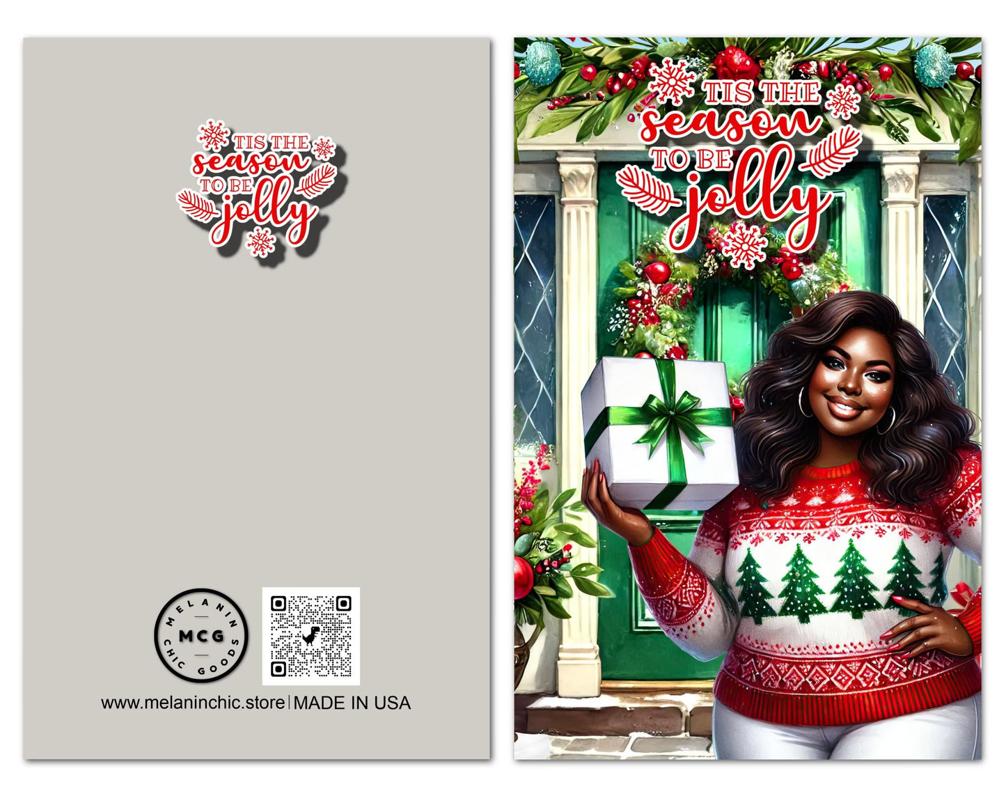 Black Woman Christmas Card: Melanin Holiday Greeting Card
