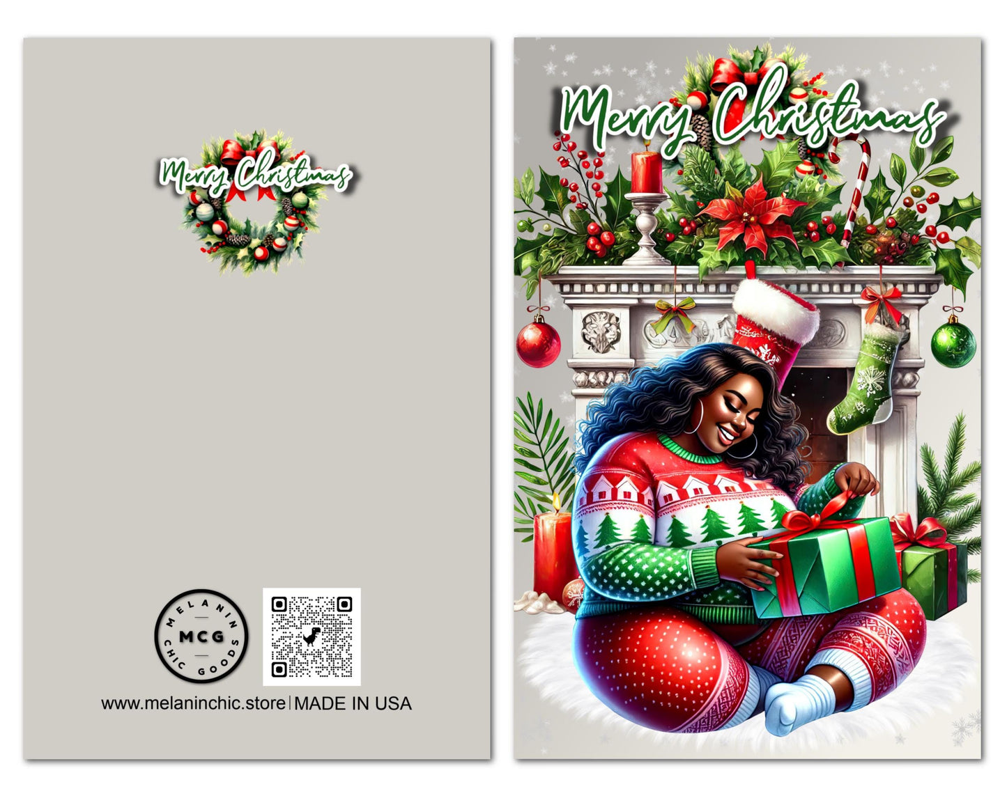 Black Woman Christmas Card: Melanin Holiday Greeting Card