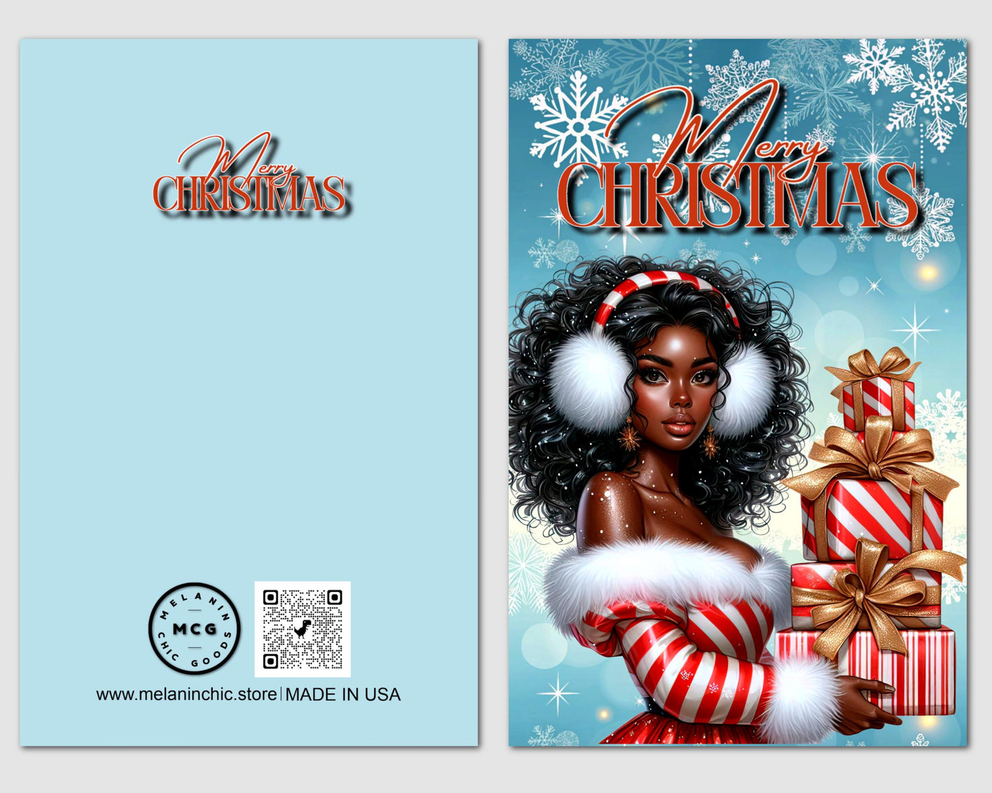 Black Woman Christmas Card: Melanin Holiday Greeting Card