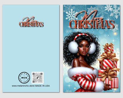 Black Woman Christmas Card: Melanin Holiday Greeting Card