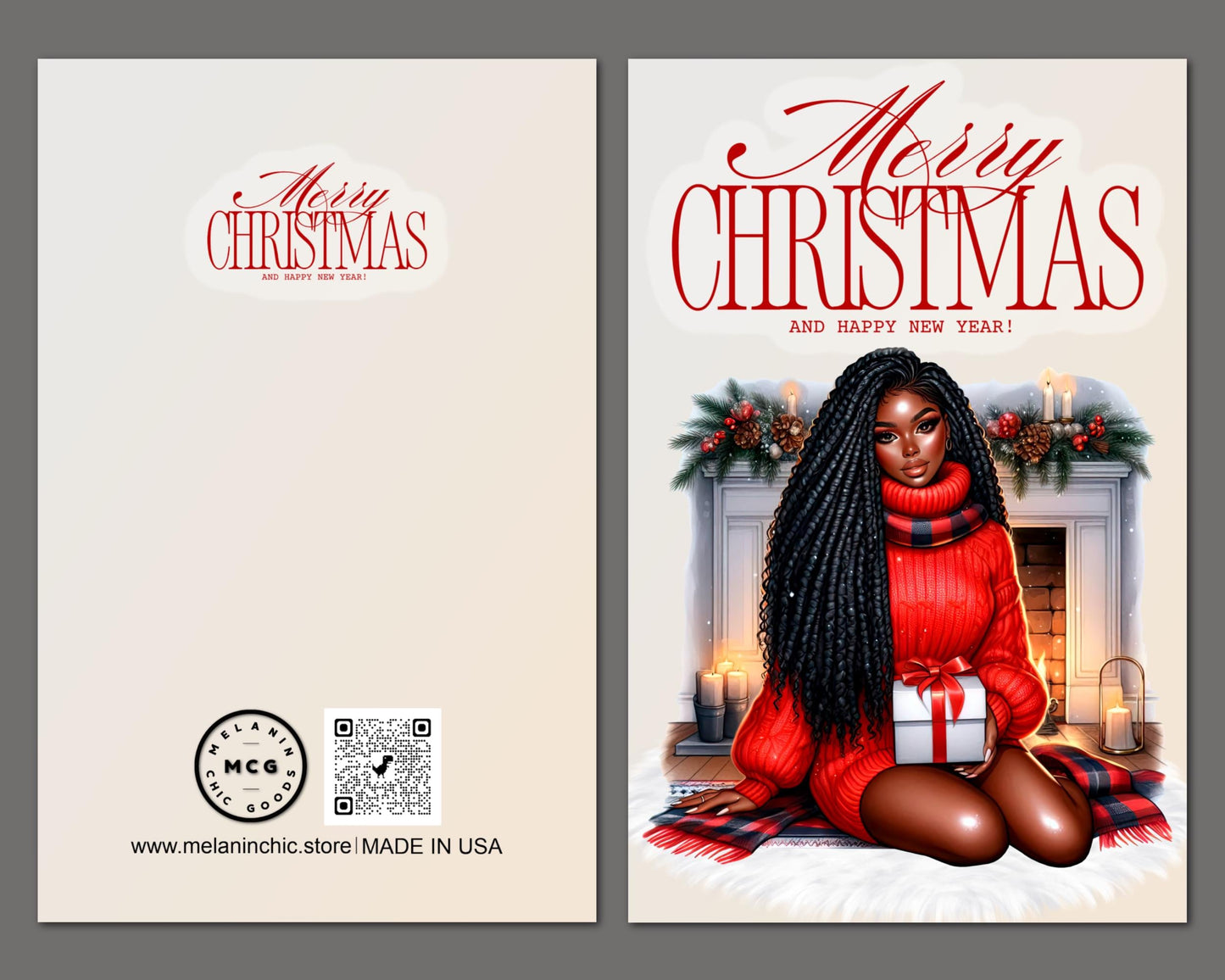 Black Woman Christmas Card: Melanin Holiday Greeting Card