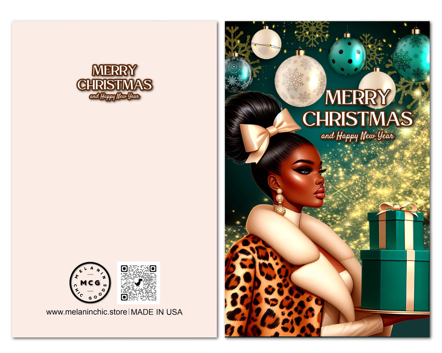 Black Woman Christmas Card: Melanin Holiday Greeting Card
