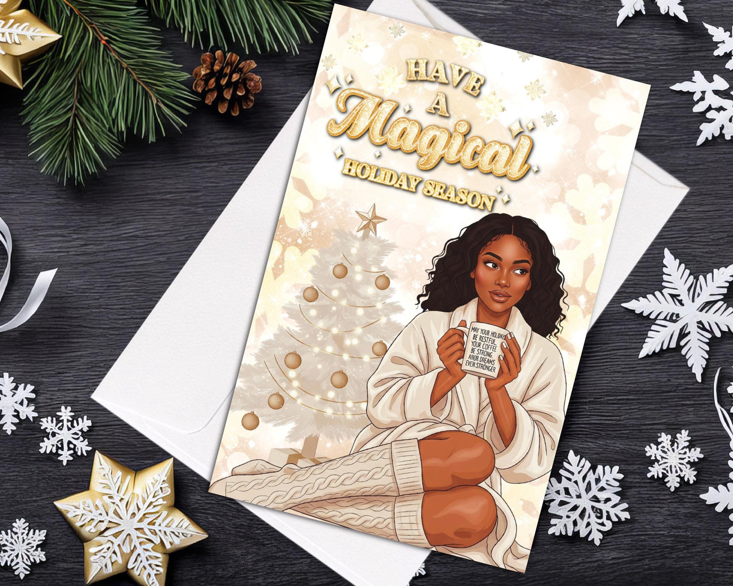 Melanin Christmas Greeting Card: African American Holiday Card