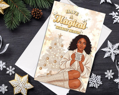 Melanin Christmas Greeting Card: African American Holiday Card