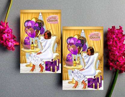 Happy Birthday Queen, Black Greeting Cards