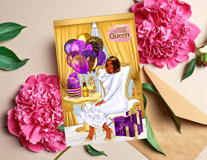 Happy Birthday Queen, Black Greeting Cards