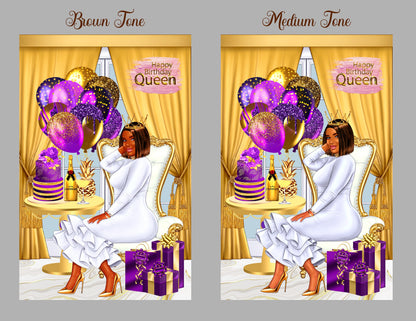 Happy Birthday Queen, Black Greeting Cards