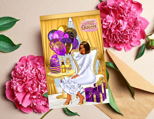 Happy Birthday Queen, Black Greeting Cards