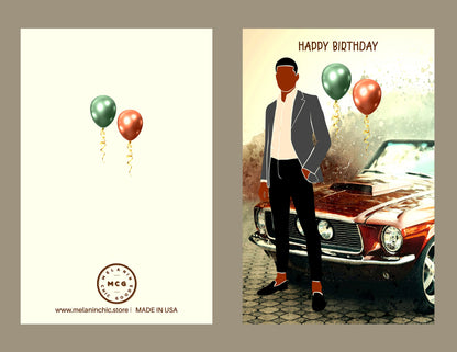 Happy Birthday Card for Men, Black Greeting Cards