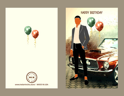 Happy Birthday Card for Men, Black Greeting Cards