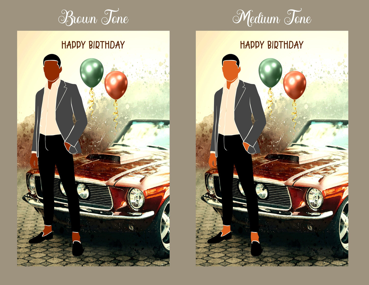 Happy Birthday Card for Men, Black Greeting Cards