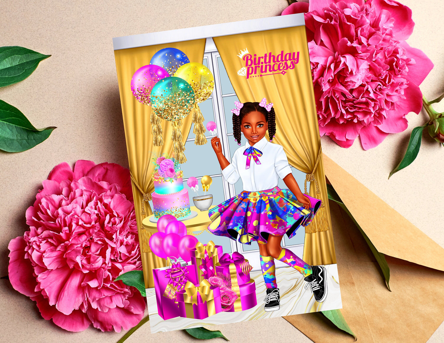 Birthday Princess, Black Greeting Cards