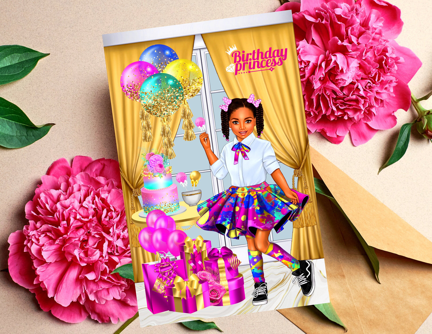 Birthday Princess, Black Greeting Cards