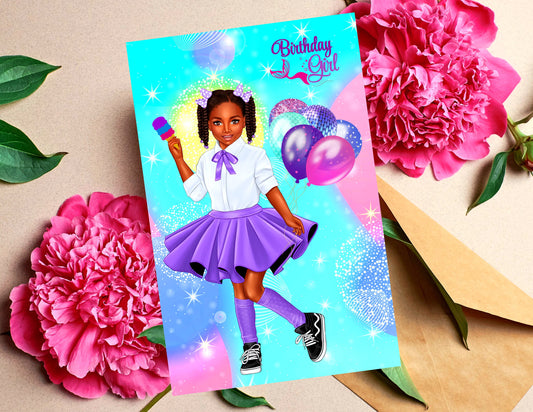 Birthday Girl, Black Greeting Cards