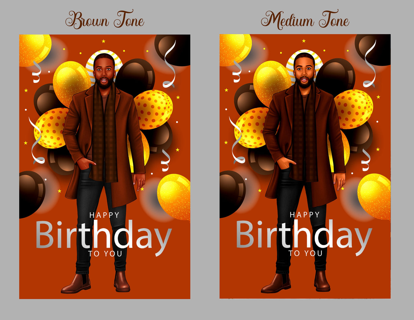 Happy Birthday Card for Men, Black Greeting Cards