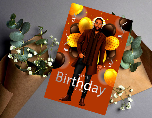 Happy Birthday Card for Men, Black Greeting Cards