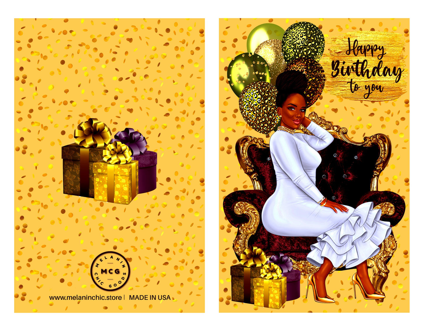 6 Cards - Happy Birthday, Black Greeting Cards