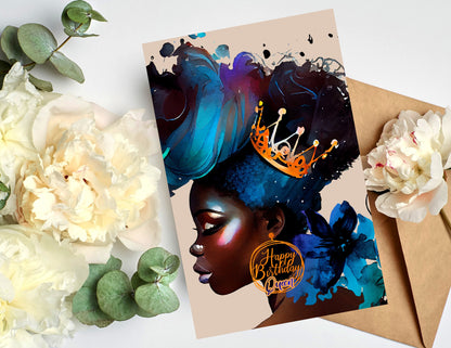 Birthday Queen, Black Greeting Cards