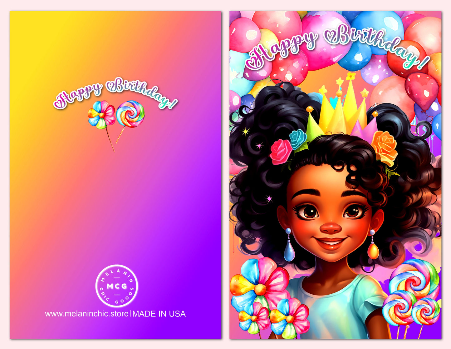 Birthday Girl, Black Greeting Cards