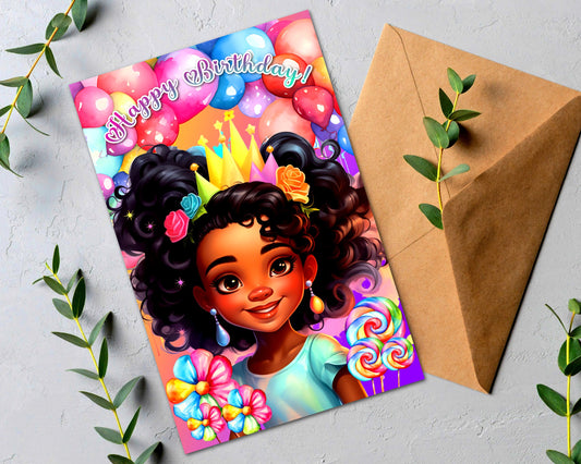 Birthday Girl, Black Greeting Cards