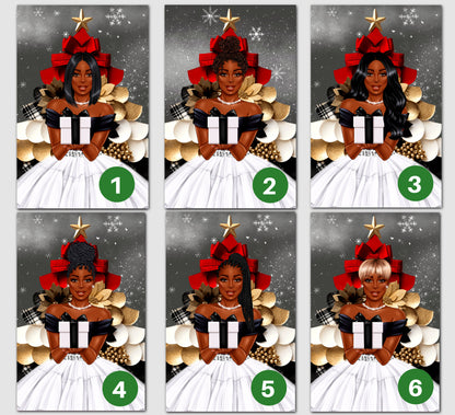 6 Count - Black Christmas Cards